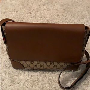 Vintage Gucci Brown Canvas Messenger Bag
